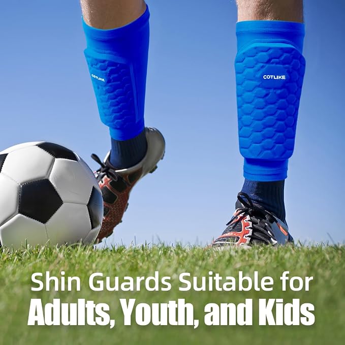 Soccer Shin Guards for Kids Youth Adults, Ski Shin Guards Sleeves for 2-18 Years Old Boys Girls Men, Calf Compression Sleeve with Honeycomb Pads, Espinilleras de Futbol para Hombres