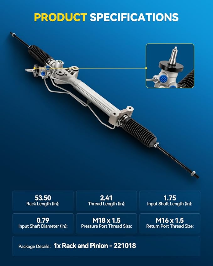 PHILTOP Power Steering Rack and Pinion for Express & Savana 1500 2500 | 2003-2014 Express/Savana 1500, 2003-2006 Express/Savana 2500 Replace No.221018, 26095478, 19207099, 19330573