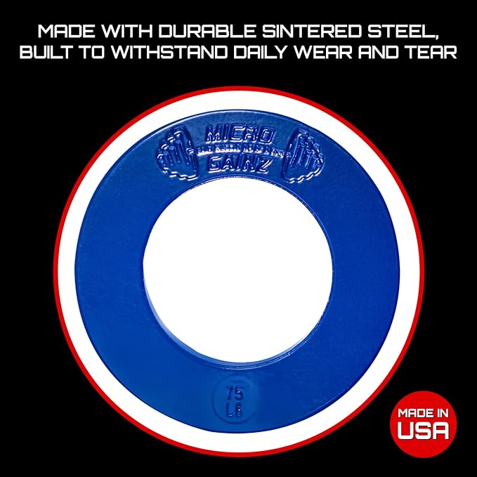 Micro Gainz Calibrated Fractional Weight Plate Set of 2 Plates, Choose Set (.25LB-1.25LB), Designed for Olympic Barbells for Strength Training & Micro Loading Bar Weights, Made in USA