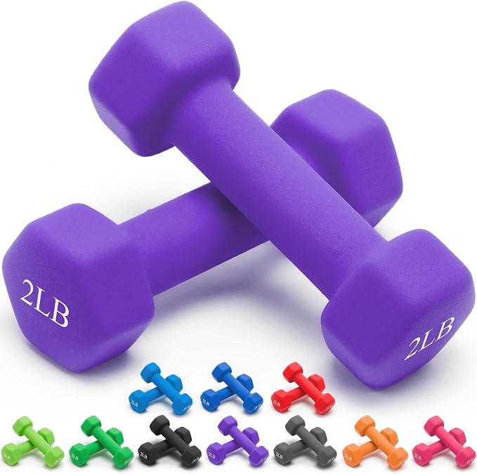 Portzon 8 Colors Options Compatible with Set of 2 Rubber Dumbbell Weight, 5-50 LB, Anti-Slip, Anti-roll, Hex Shape