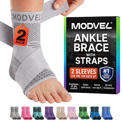 Modvel Foot & Ankle Brace Socks with Adjustable Support Strap – Compression Sleeve for Sprained Ankle, Plantar Fasciitis Relief Tendonitis & Arthritis, Stabilizing Foot & Ankle Support for Women & Men