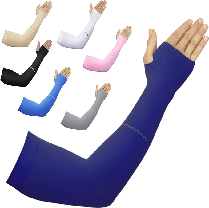 Cooling Arm Sleeves for Men & Women, UPF 50+ UV Protection | Wrist-length UPF 50+ arm sleeves for work, driving, gardening and sports; 88% nylon/12% spandex; 1 pair.