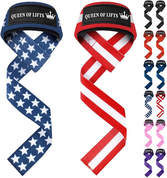 TECEUM Neoprene Padded Cotton Lifting Straps for Weightlifting, 1 Pair