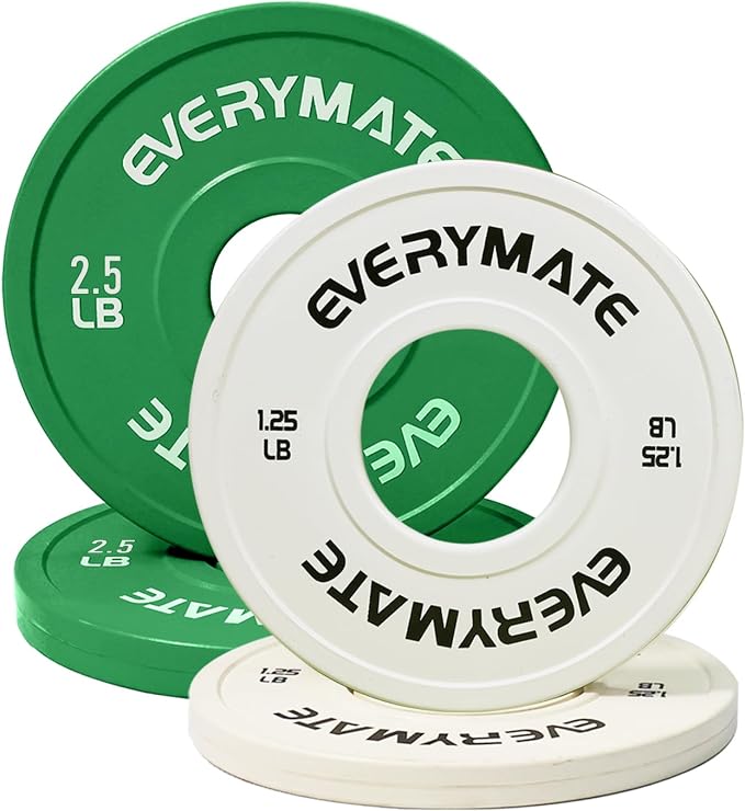 EVERYMATE Change Weight Plates 1.25LB 2.5LB 5LB Set Fractional Plate Olympic Bumper Plates for Cross Training Bumper Weight Plates Steel Insert Strength Training Weight Plates