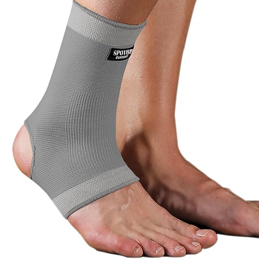 SPOTBRACE Ankle Brace Compression Sleeve, Ankle Support For Women Men 2Pack | Elastic, Open Heel, Gray, Breathable, Thin, Soft, Foot Compression Sock Wrap for Swelling, Plantar Fasciitis, Sprain, Size S