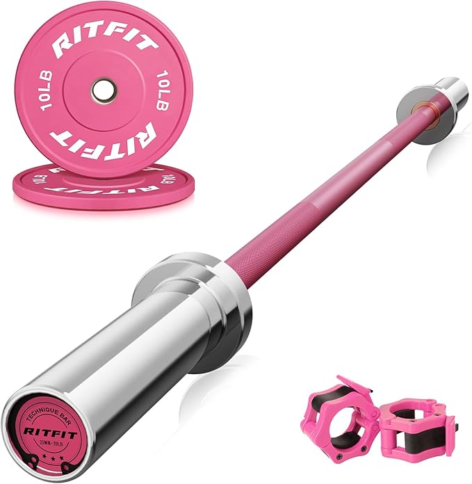 RITFIT Pink Olympic Bumper Plates with Steel Insert for Home Gym | High-Density Rubber with Low Bounce, 2-Inch Olympic Bore with Steel Insert, Pink Color for Strength Training