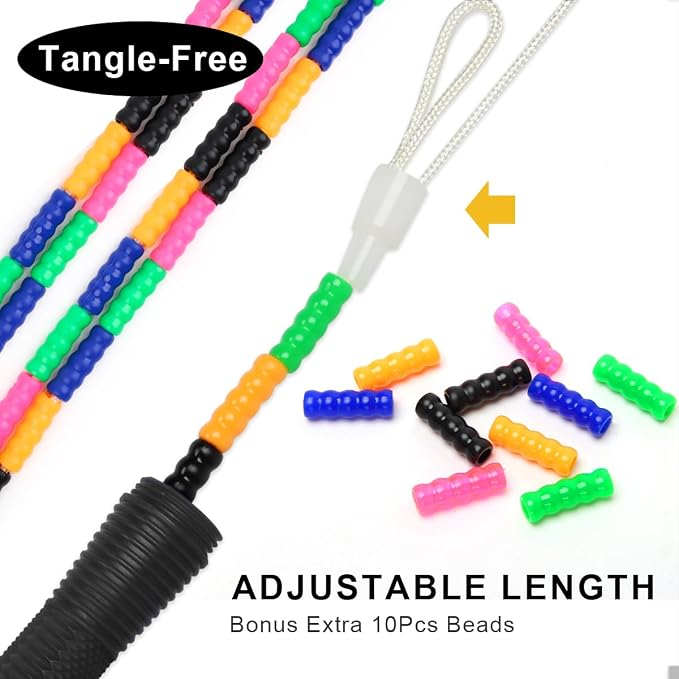 Coolrunner 16 FT Long Jump Rope(2 PACK), Double Dutch Jump Ropes, Soft Beaded Skipping for Kids Adults, Plastic Segmented Long Enough for 4-5 Jumpers