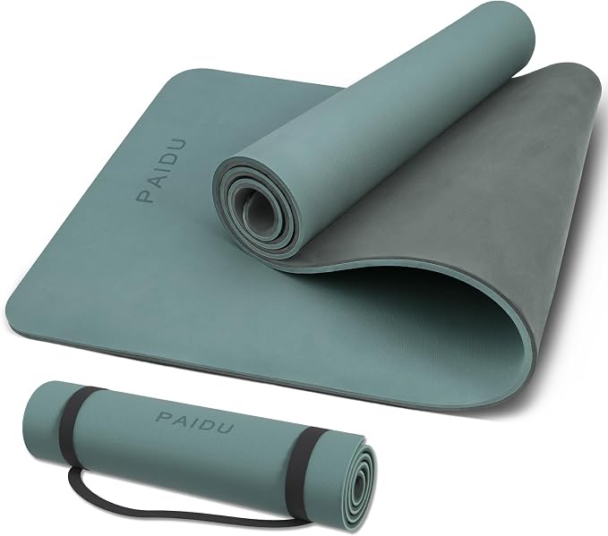 PAIDU POE Yoga Mat （10mm）Extra Thick Fitness Mat 72"x24" with Carry Strap | Non-slip, tear-resistant and suitable for all ages, perfect for yoga, Pilates, home gym and full-body workouts.