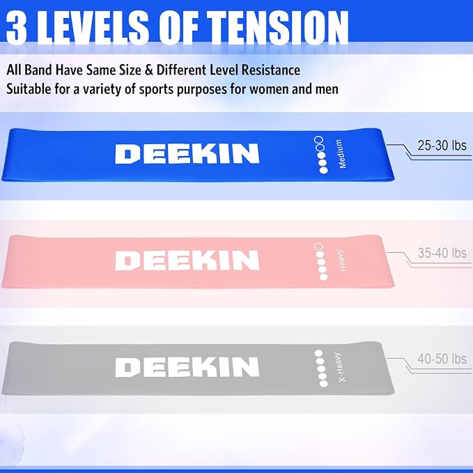 Deekin 20 Pcs Resistance Bands Resistance Loop Exercise Bands Exercise Equipment Elastic Drap Ring for Women and Men Home Fitness, Gym, Yoga