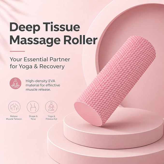 12 Inch EVA Soft Dot Foam Roller for Balance Exercise & Yoga，Purple：18in | High-Density Foam Massage Roller for Back Legs Muscle Massage, Rehab Stiff Back