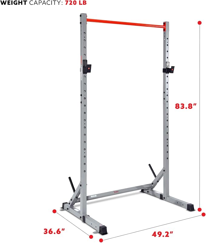 Sunny Health & Fitness Multifunctional Strength Training Home Gym – Complete Workout Equipment with Training Attachments, Optional Squat Stand, Power Rack Cage, Adjustable Incline Bench