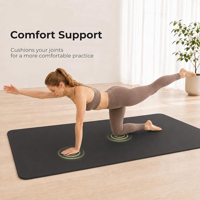 Yoga Mat 72''x24''/35''(8mm/10mm) for Beginners, Thick and Wide Yoga Mat with Carrying Strap for Pilates, Stretching and Home Workout