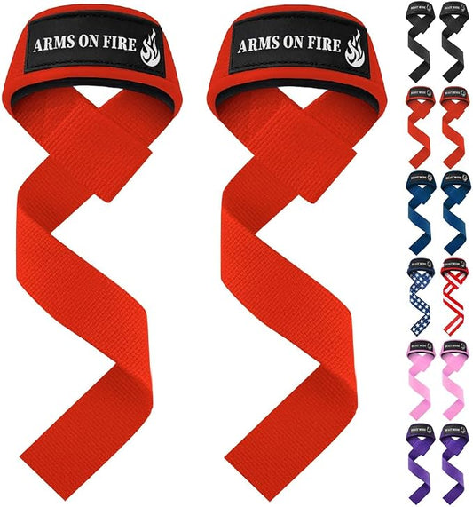 TECEUM Neoprene Padded Cotton Lifting Straps for Weightlifting, 1 Pair