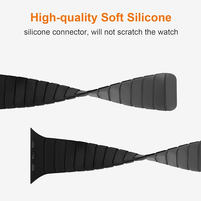 Tasikar Magnetic Bands Compatible with Apple Watch 42mm(Series 11/Series 10) 41mm 40mm 38mm Soft Silicone Replacement Loop Wristband for iWatch SE Series 11 10 9 8 7 6 5 4 3, Black-Grey
