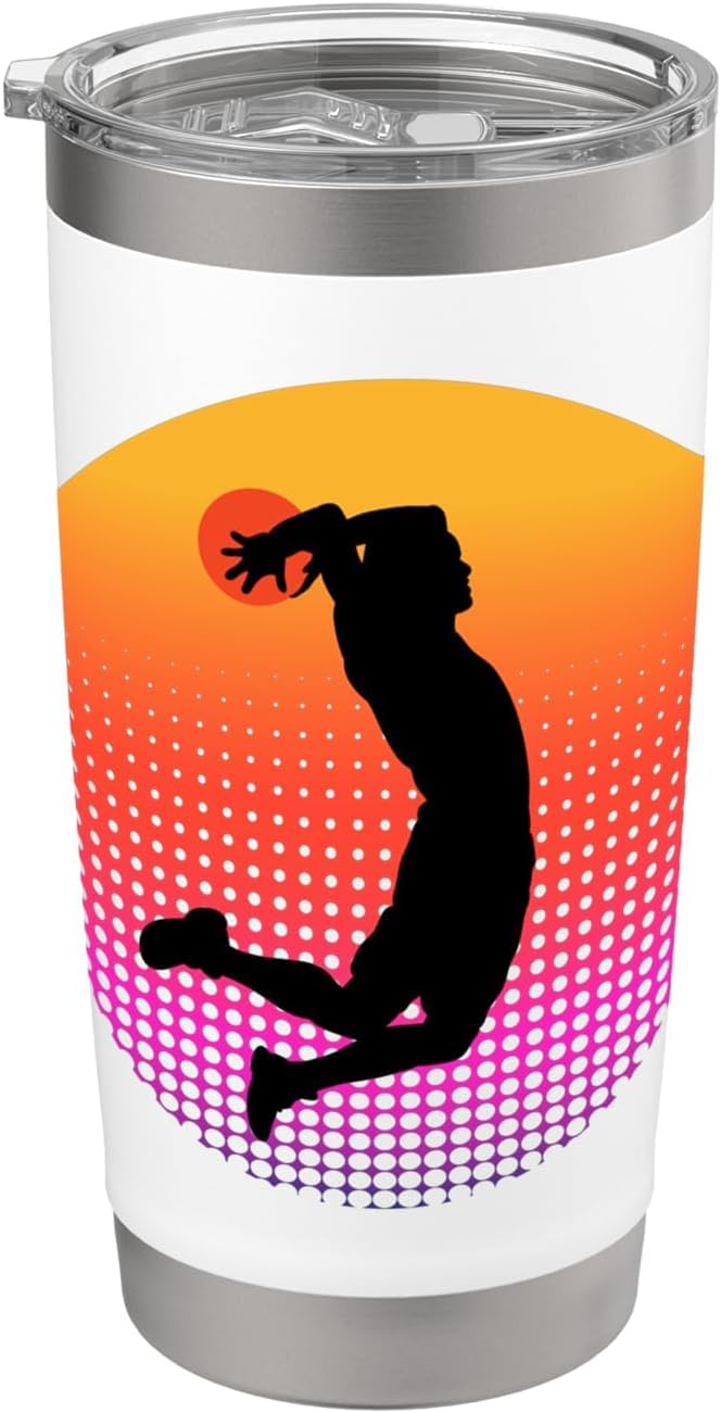 Basketball Game Hoop Slam Dunk Ball Retro Sunset Player Gift Stainless Steel Insulated Tumbler