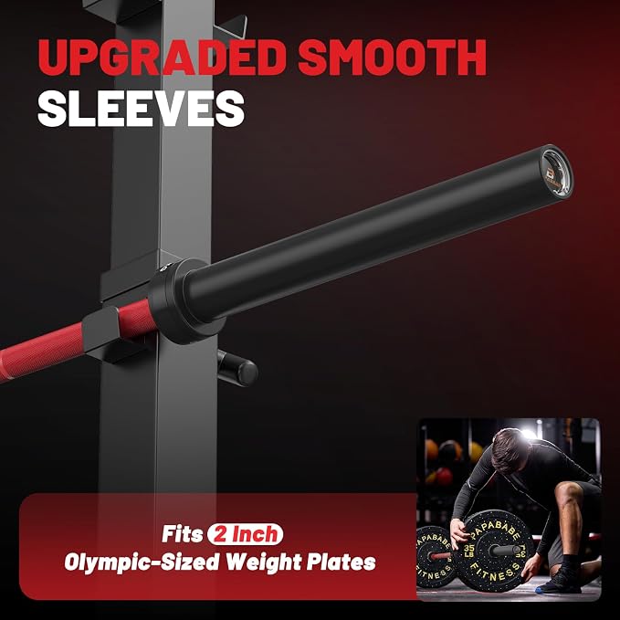 PAPABABE 7ft Barbell 45lb Olympic Barbell 1000/1500lbs Capacity Home Gym | 7ft 45lb 2" Olympic Barbell, 1000/1500lbs Capacity, Hybrid Needle Bearings & Bushings for Squat Curl Deadlift