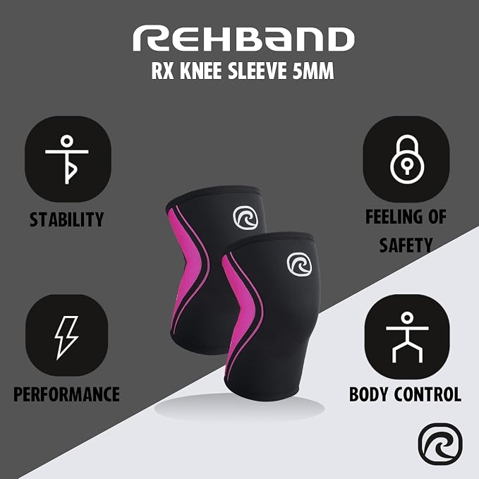 Rehband 5mm Knee Sleeves for Functional Training, Cross-Training & Powerlifting, Weightlifting Knee Support made of Neoprene, Unisex, Colour:Pink - 1 Piece, Size:X-Small