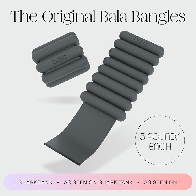 Bala Bangles Wrist & Ankle Weights for Women & Men, Home Gym Equipment | Adjustable Weighted Bands for Arm & Legs Workouts - Pilates, Yoga, Walking, Barre, & Strength Training Exercise