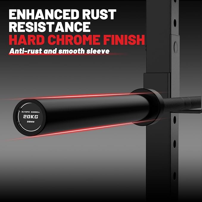 PAPABABE 7ft Barbell 45lb Olympic Barbell 1000/1500lbs Capacity Home Gym | 7ft 45lb 2" Olympic Barbell, 1000/1500lbs Capacity, Hybrid Needle Bearings & Bushings for Squat Curl Deadlift