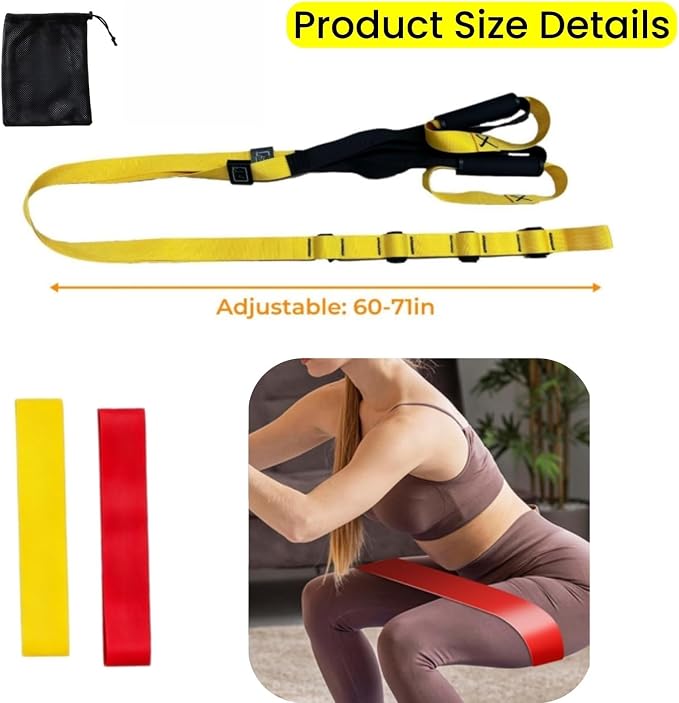 Home Suspension Training Kit for Full Body Workout Equipment | Adjustable Extension Door Anchor, Cary Bag and 2pcs Bands-Strength Training Equipment for Full Body Bodyweight Workouts