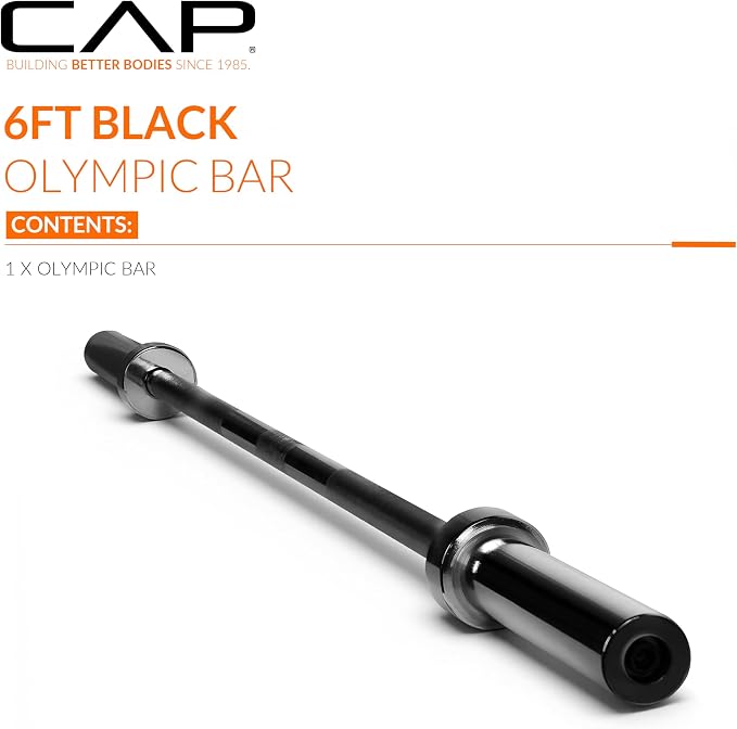 CAP Olympic Barbell - 5FT, 6FT, & 7FT Strength Training Weight Bars, Multiple Options