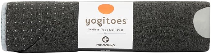 Manduka Yogitoes Hot Yoga Mat Towel - 71" | Moisture Activated Grip | Patented Silicone Nubs | Highly Absorbent, Durable & Easy Care | Made from Recycled Materials | 71 x 24 Inches | Grey