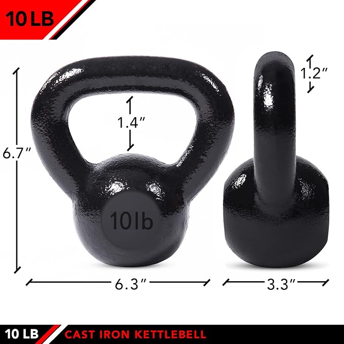 JFIT Cast Iron Kettlebell – Single Weight, Flat Bottom, Polished Handle | Men & Women | CrossFit, Cardio & Strength Training