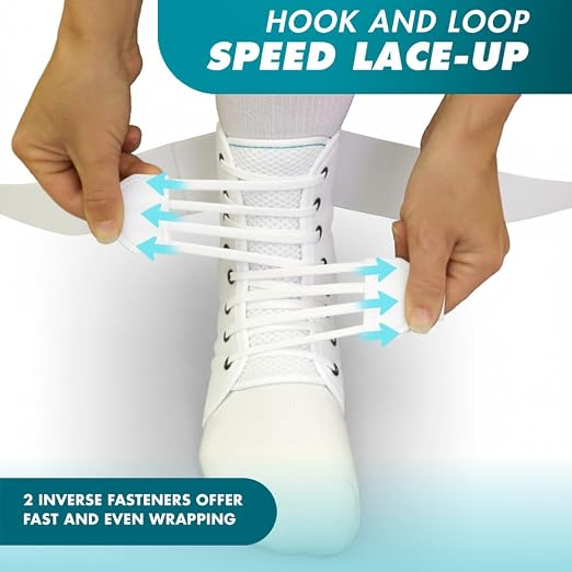 Med Spec ASO Speed Lacer Ankle Stabilizer Brace Sprain Support White XXL | Orthopedic Speed Lacing Ankle Brace for Men, Women, Teens, And Kids, Bilateral, Workouts, Everyday Ankle Protection. 223607