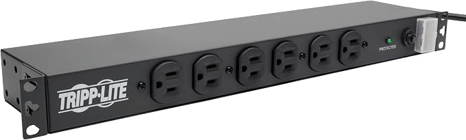Tripp Lite 14-Outlet Rack Mount Surge Protector Power Strip PDU, 15A, 120V, 3000 Joules, 15ft Cord with 5-15P Plug, 1U Horizontal Rack Mount, Lifetime Manufacturer's Warranty (DRS-1215)