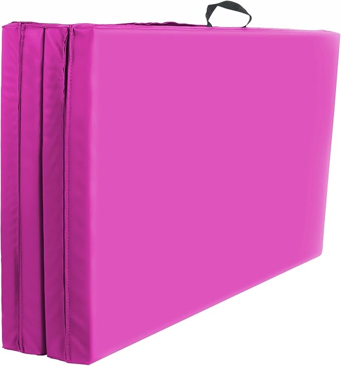 BalanceFrom 6x4 Feet 4-Panel Folding Gymnastics Mat – 2-Inch Thick Pad with Vinyl Surface and Carrying Handles for Tumbling, Yoga, Pilates, Home Workouts, and Martial Arts