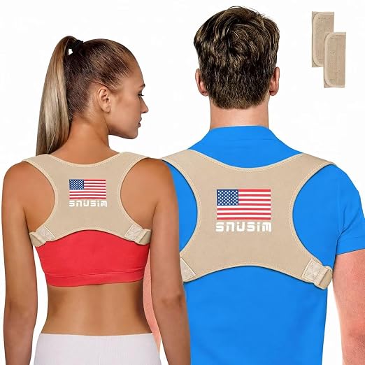Posture Corrector Upper Back Brace Neck Shoulder Back Support Brace Pain Relief Belt for Women Men Braces Spine Straightener Breathable - Nude