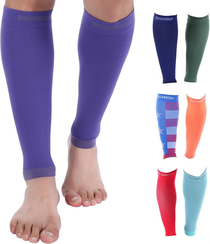 Doc Miller Compression Calf Sleeve for Men & Women, 20-30mmHg | Graduated Support for Running, Shin Splints, Calf Strain, Knee High, Small to 6XL Plus Size
