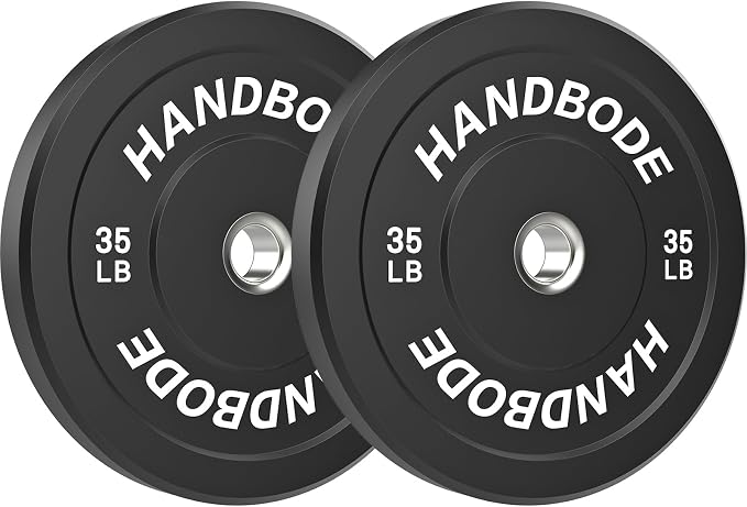 HANDBODE 2-Inch Weight Plates High Bounce, Olympic Bumper Plate Set 45/100/160/190/260/300lb, Colored Weight Plates Set for Home Gym, Barbell Weights Rubber Strength Training Plate for Weight Lifting