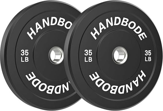 HANDBODE 2-Inch Weight Plates High Bounce, Olympic Bumper Plate Set 45/100/160/190/260/300lb, Colored Weight Plates Set for Home Gym, Barbell Weights Rubber Strength Training Plate for Weight Lifting