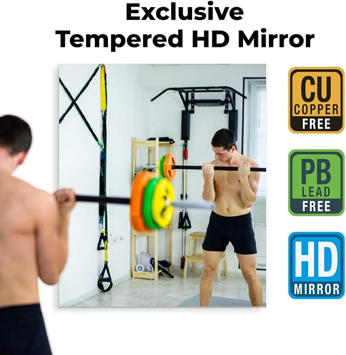 Fab Glass and Mirror Large Gym Mirror for Home Gym 48x84 - Full Length HD Tempered Glass Wall Panel - Professional Workout Display with Safety Backing - 1/4 Inch Commercial Grade