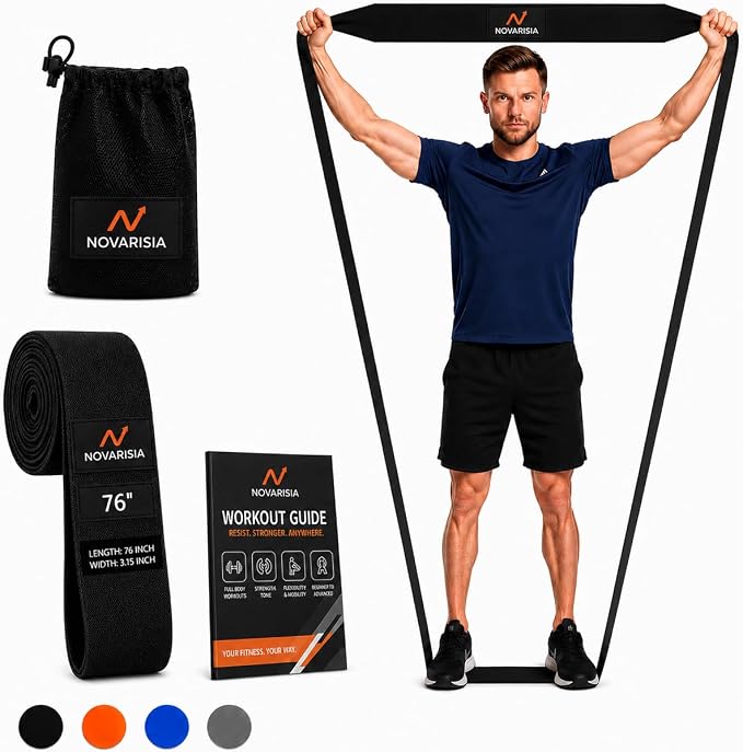 76 Inch Fabric Resistance Band for Strength Training, Mobility, and Stretching, Non-Slip Workout Band for Athletes, Home Gyms, Yoga, and Physical Therapy