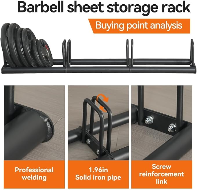 Weight Plate Rack - Modular Olympic Bumper Plate Rack 660 LBS | Heavy-duty welded steel holds up to 660 lbs, anti-pinch wide slots for easy plate changes, modular fit for Olympic bumpers