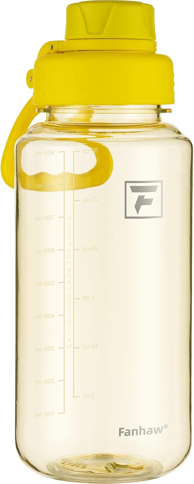 Fanhaw 32 oz Clear BPA-Free Tritan Water Bottle with Fast-Flow Spout Lid, BPA-Free & Leak-Proof Wide-Mouth Reusable Bottle for Gym, School & Office, Back to School Essentials (Imperial Yellow)