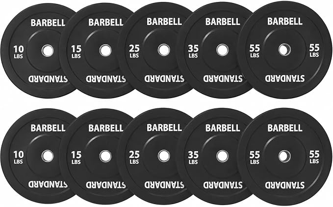 Mikolo Olympic Weight Plates, 2-Inch Rubber Weight Plates with Steel Insert, Bumper Plates for Strength Training, Weight Plate