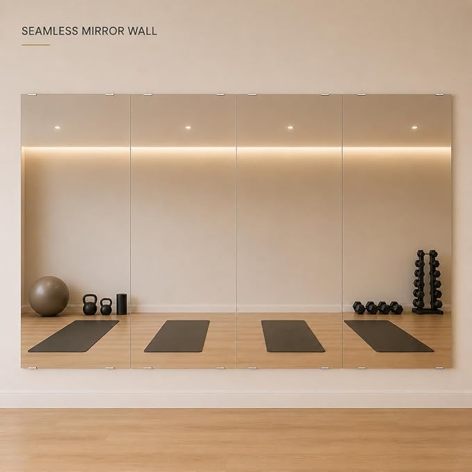 Murrey Home Gym Mirror 2PCSx48x24inch, Easy Install Wall Mounted Large Frameless, Workout Mirror for Home Gym Fitness Yoga Dancing Garage, Shatterproof Full Length
