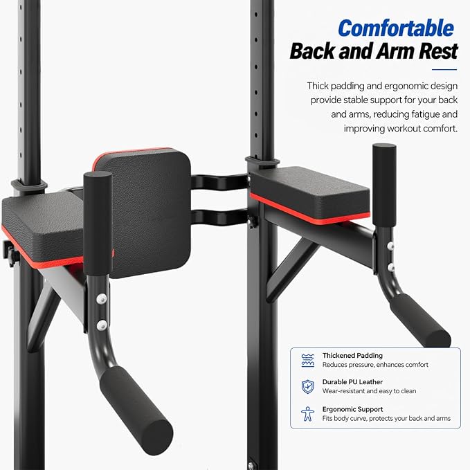 Pull Up Bar, Multifunction Power Tower Dip Bar Station Home Gym Strength Training Workout Equipment for Pull-up Push-up Dips