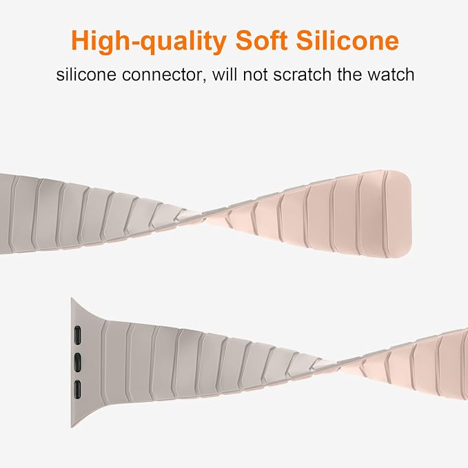 Tasikar Magnetic Bands Compatible with Apple Watch 49mm 46mm 45mm 44mm 42mm Soft Silicone Replacement Loop Wristband for iWatch Ultra 3 2 1 SE Series 11 10 9 8 7 6 5 4 3, Starlight-Pink