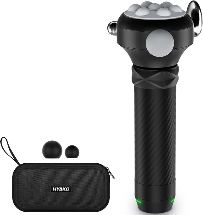 HYAKO Pro Max Therapy Massager - 6500 RPM Pro-Grade Deep Tissue Vibration for Full Body Pain Relief & Fascia Release | for Large Muscles & Sensitive Areas | Handheld Portable Massage Gun (Grey)