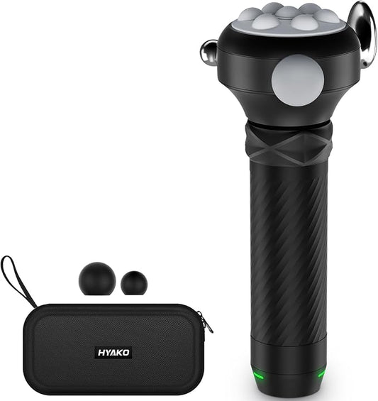 HYAKO Pro Max Therapy Massager - 6500 RPM Pro-Grade Deep Tissue Vibration for Full Body Pain Relief & Fascia Release | for Large Muscles & Sensitive Areas | Handheld Portable Massage Gun (Grey)