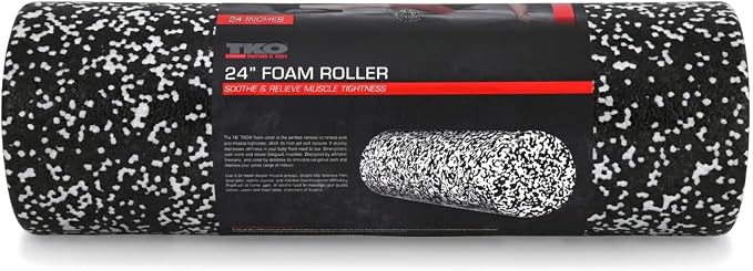 TKO 24 Inch High-Density Foam Roller | Deep Tissue Muscle Recovery & Exercise Tool | Durable Black Roller for Yoga, Pilates, Physical Therapy, and Relieving Muscle Soreness - White/Black | Recovery & Exercise Tool | Durable Black Roller for Yoga Pilate...