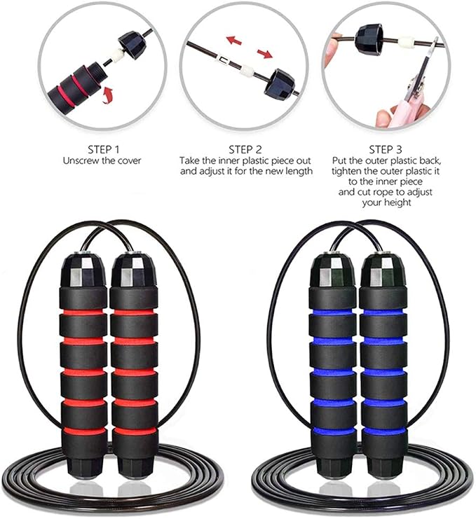 Redify Adjustable Jump Rope,Jump Ropes for Fitness for Men Women | ﻿Workout and Exercise,Cardio,Boxing,Weight Loss,Speed Rope,Slim Body at Home School Gym,Suitable for All Ages