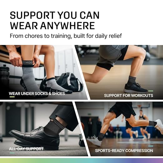 Modvel Foot & Ankle Brace Socks with Adjustable Support Strap – 2 Pack Compression Sleeves for Sprained Ankle, Plantar Fasciitis Relief Tendonitis & Arthritis, Stabilizing Foot & Ankle Support for Women & Men