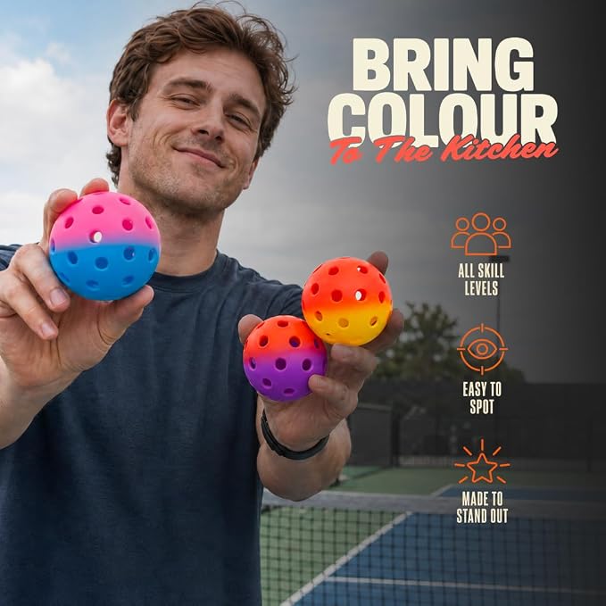 Outdoor Pickleball Balls, Slam Dink 40-Hole Gradient, 3 Colours Gift | Durable outdoor pickleballs built to withstand hard courts without cracking. A colorful gift players actually use.