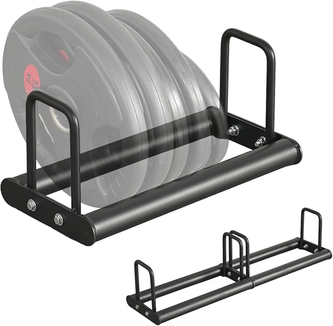 Weight Plate Rack - Modular Olympic Bumper Plate Rack 660 LBS | Heavy-duty welded steel holds up to 660 lbs, anti-pinch wide slots for easy plate changes, modular fit for Olympic bumpers