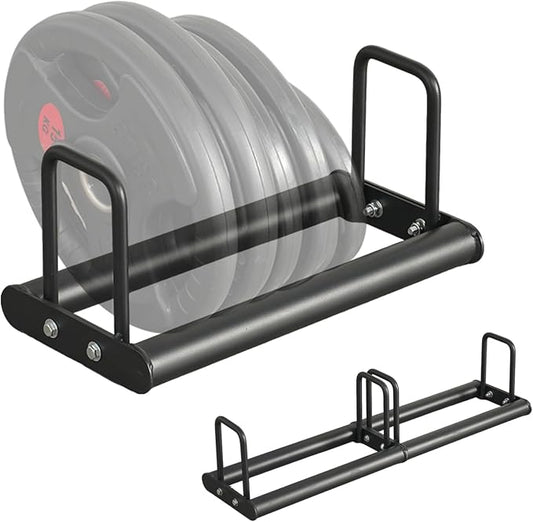 Weight Plate Rack - Modular Olympic Bumper Plate Rack 660 LBS | Heavy-duty welded steel holds up to 660 lbs, anti-pinch wide slots for easy plate changes, modular fit for Olympic bumpers